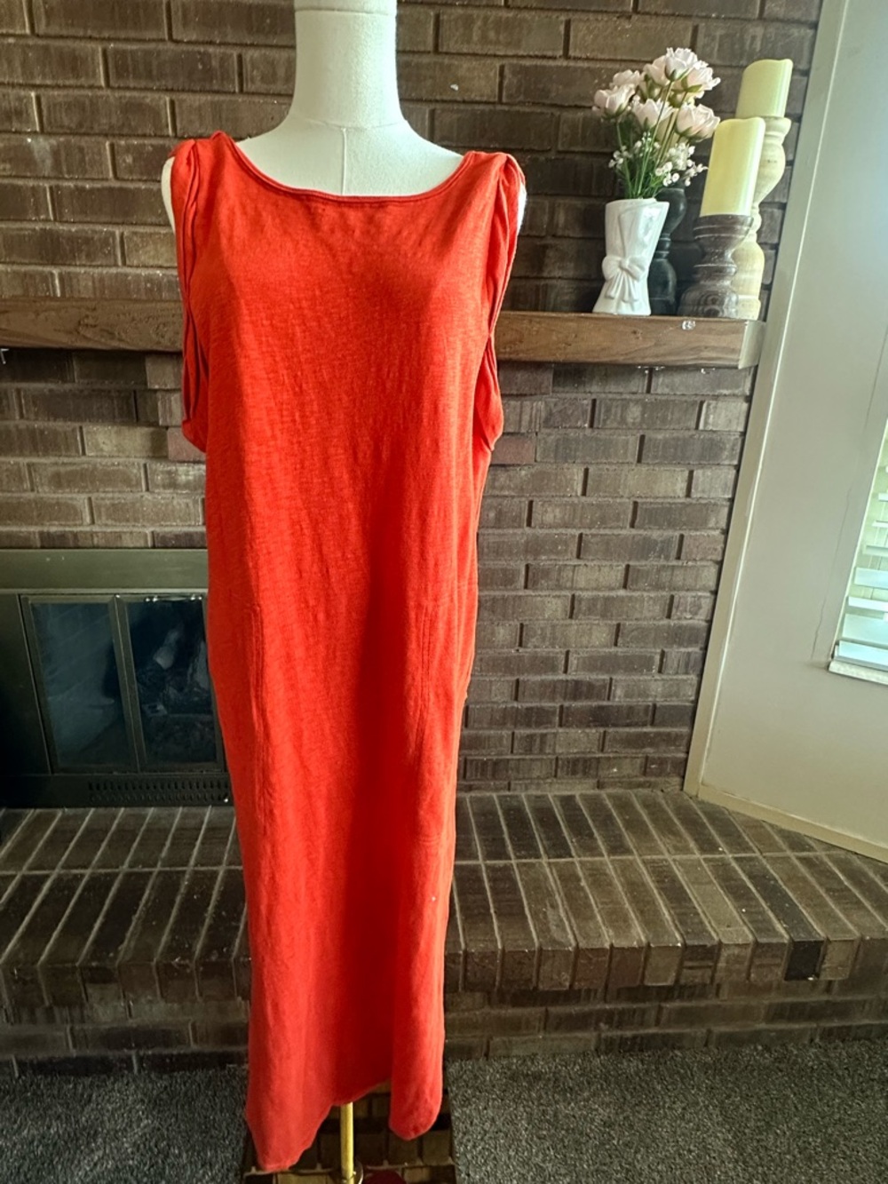 Free People FP Beach Orange Midi Dress Size Large Effortless Coastal Bohemian L